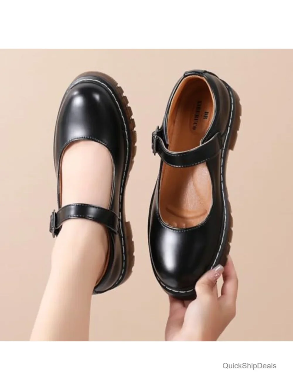 Women Platform Mary Jane Shoes Non-Slip Comfort Buckle Ankle Strap